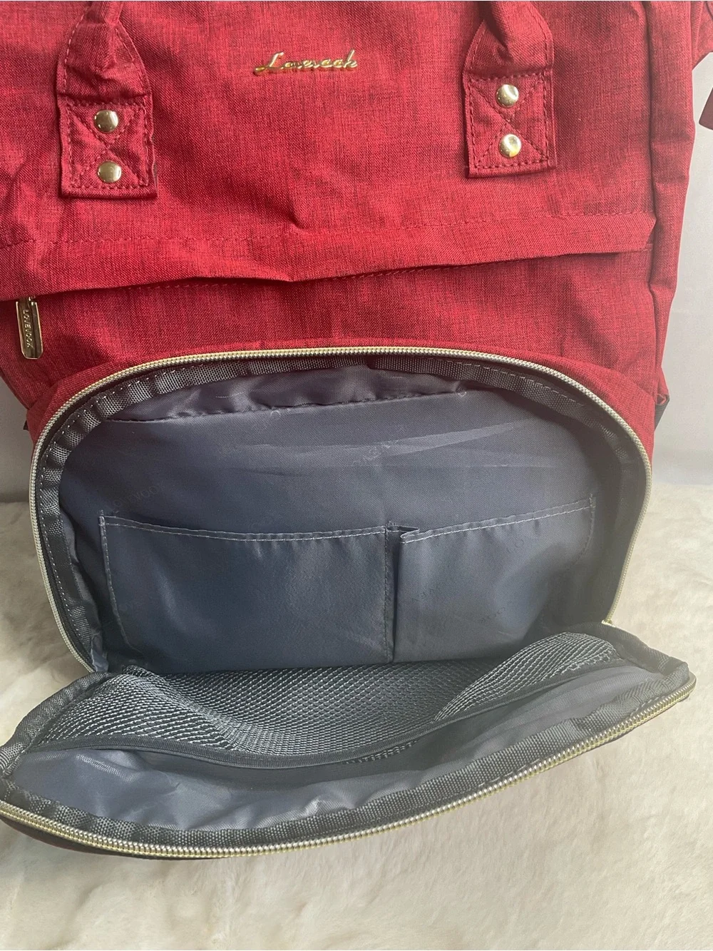 LOVEVOOK Red Travel / Diaper Backpack – Multi-Compartment Laptop & Mom Bag